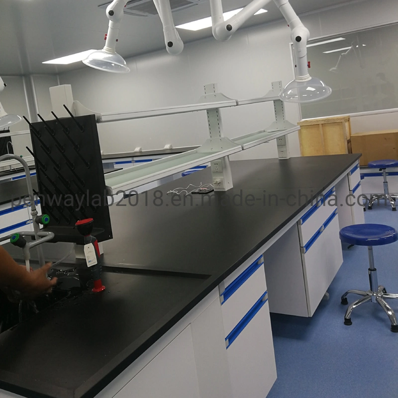 Steel Frame Wood Cabinet Epoxy Resin Worktop Laboratory Workbenches