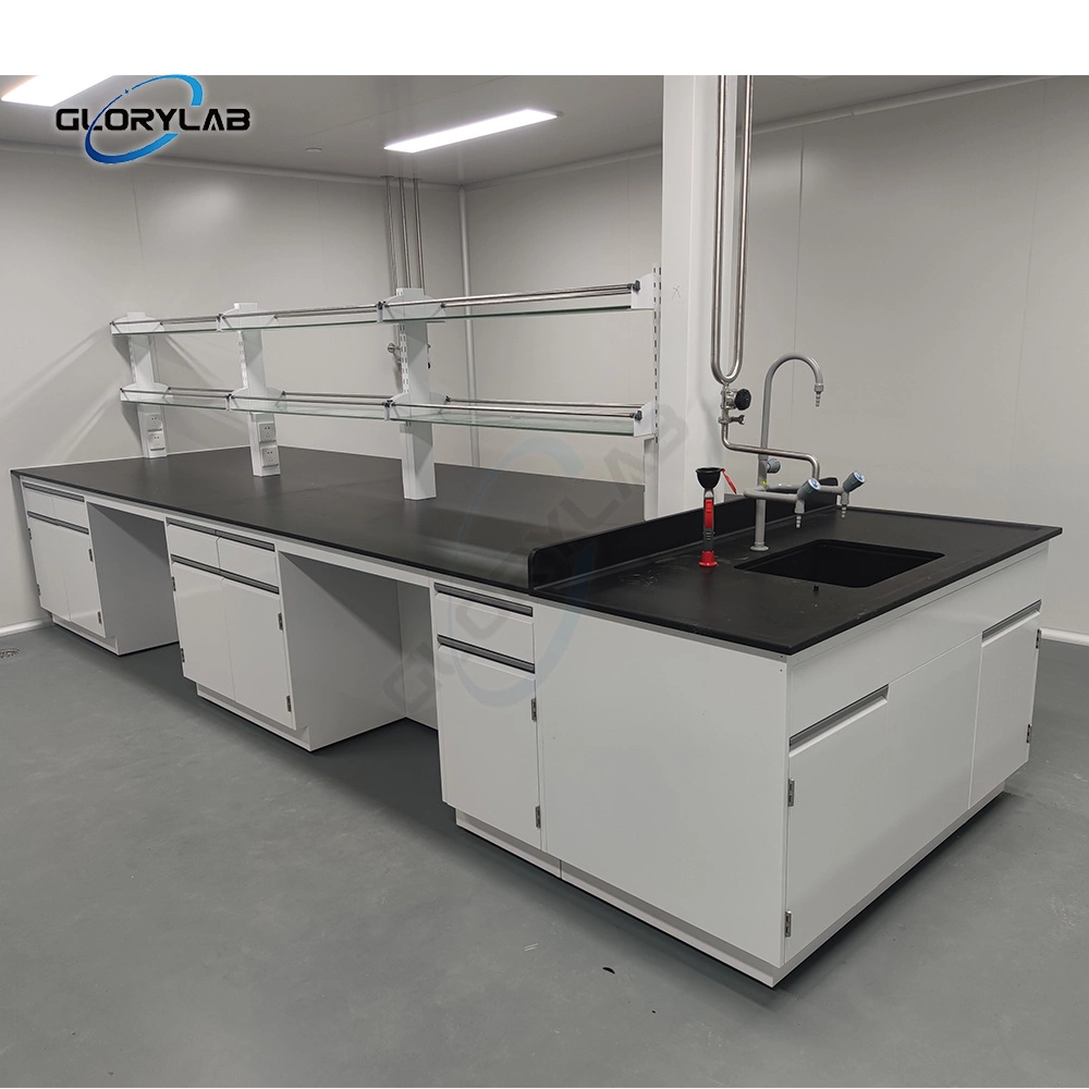 Steel Laboratory Furniture Central Bench with Reagent Shelf Following Sefa8m-2016 Standard